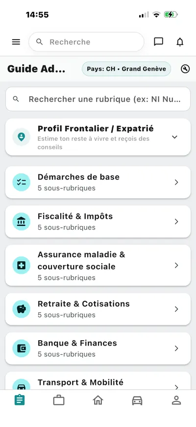 Capture d'écran de l'app Lana : guide administratif