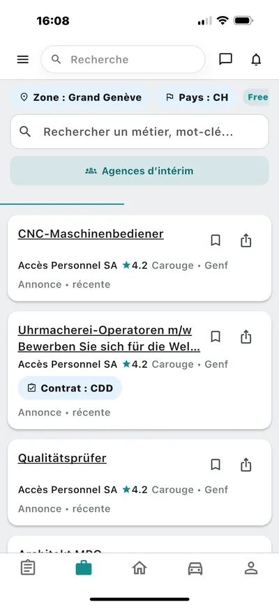 Capture d'écran de l'app Lana : offres d'emploi